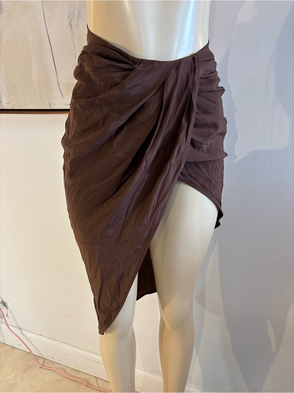 Gauge81 Asymmetrical Draped Brown Skirt